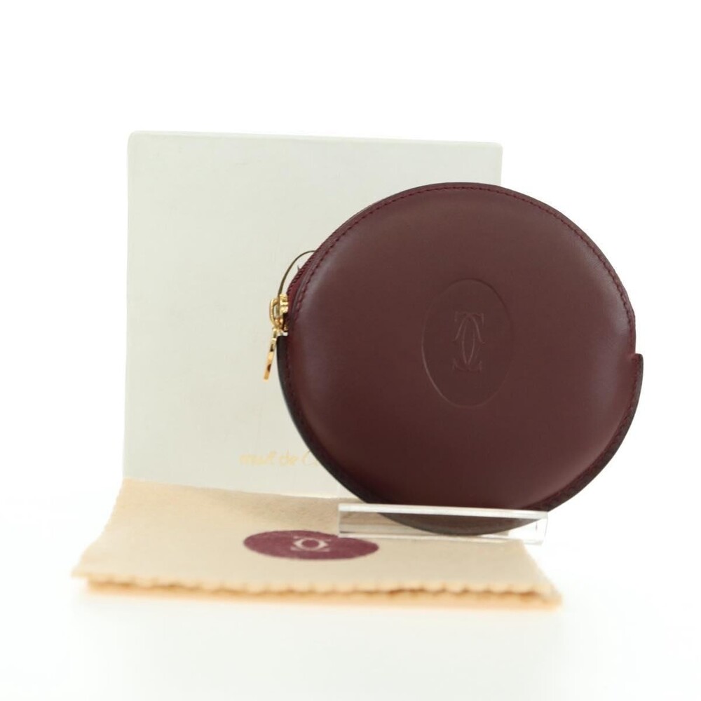 Cartier Leather Must Line Coin Purse Bordeaux Gold